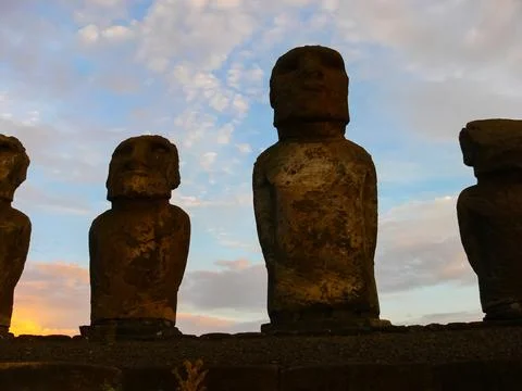 Statues of gods of Easter Island Stock Photos