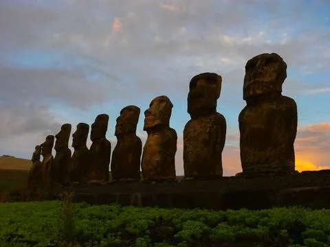 Statues of gods of Easter Island Stock Photos