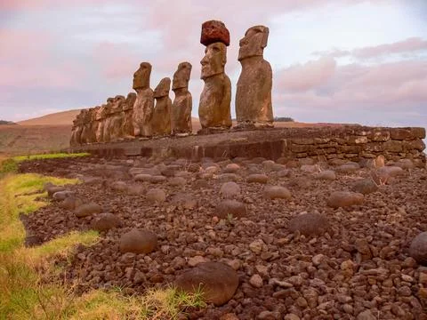 Statues of gods of Easter Island Foto stock