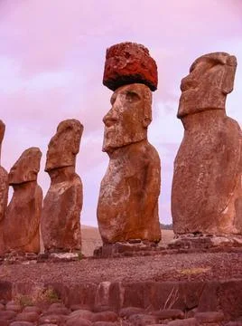 Statues of gods of Easter Island Stock Photos