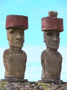 Statues of gods of Easter Island Stock Photos