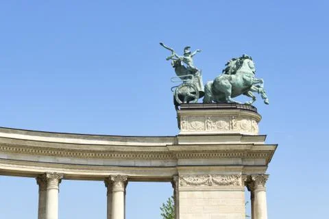 Statues of the heroes square, budapest Stock Photos