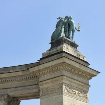 Statues of the heroes square, budapest Stock Photos