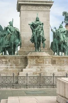 Statues on Heroes Square in Budapest Stock Photos