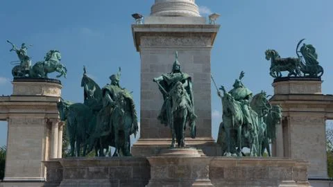 Statues in Heroes' square Stock Photos