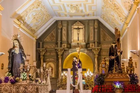 Statues of the Holy Week procession in Spain Stock Photos