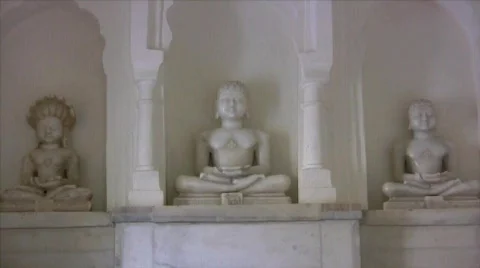 Statues inside a Jain Temple in India Stock Footage 486237