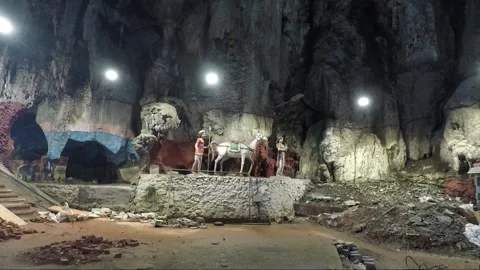 Statues inside Main Temple cave, Batu caves, Selangor, Kuala Lumpur, Malaysia Stock Footage 196372335