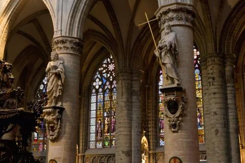 Statues in Interior of St. Michael Cathedral Stock Photos