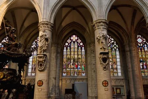 Statues in Interior of St. Michael Cathedral Stock Photos