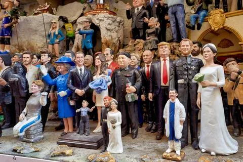 Statues of nativity scene figures in Naples Campania Italy workshops Stock Photos
