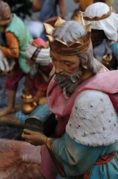 Statues of the nativity scene Foto stock