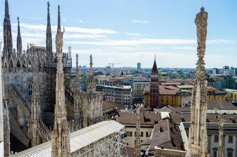 Statues Overlooking Milan Stock Photos