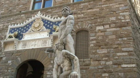 Statues Palazzo Vecchio  Stock Footage 86317