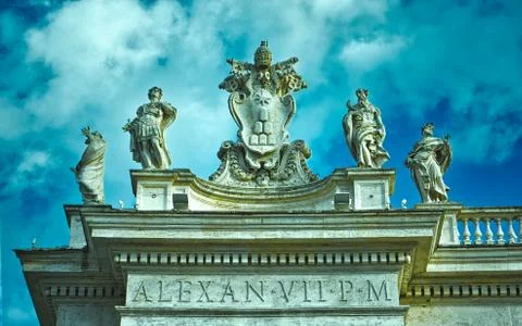 Statues in San Peter Square Stock Photos