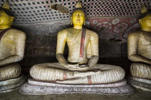 Statues of Sitting Buddhas Stock Photos