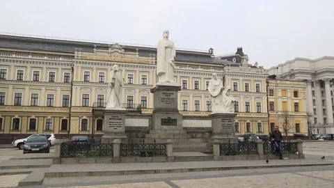 Statues of St. Andrey, Queen Olga and St. Methodius (Mefodiy) Stock Footage 203869585