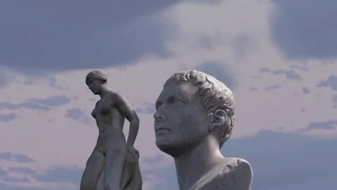 Statues In the Storm 3D Animation Stock Footage 249494237