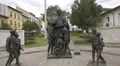 Statues of a teacher and his students in Quito, Ecuador 4k or 4k+ Resolution
