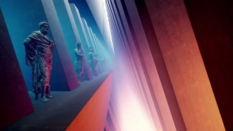 Statues Tunnel 4K Stock Footage 212621045