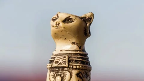 Statuette of a cat Stock Footage 139379211