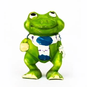 Statuette of a green frog Stock Photos
