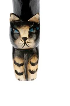 Statuette of kat face in closeup Stock Photos