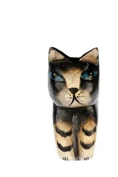 Statuette of kat face in closeup Stock Photos