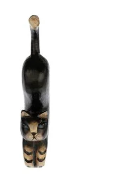 Statuette of kat front side isolated in white Stock Photos