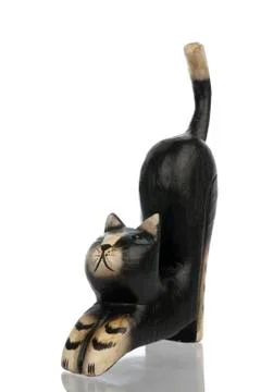 Statuette of kat left frontal side isolated in white Stock Photos