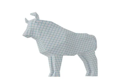 Statuette of a simplified polygonal Squared Paper Bull Stock Illustration