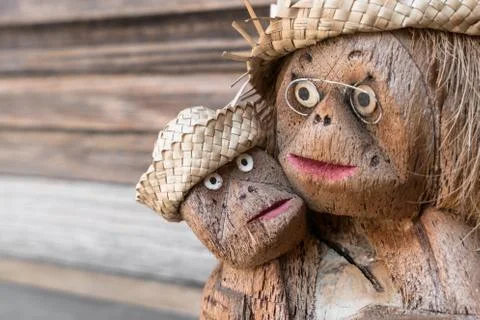 Statuette of two monkeys Stock Photos