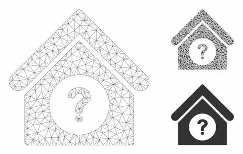 Status Building Vector Mesh Carcass Model and Triangle Mosaic Icon Ilustración de archivo