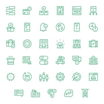 Status Complete Vector Package with 35 256x256 Regular Line Pixel Optimized.. Stock Illustration
