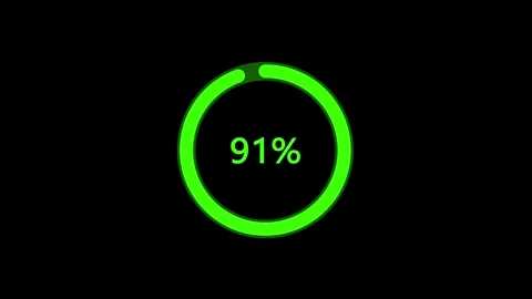 Status loading and upload circle animation green color with black background scr Stockbeeldmateriaal 275008590