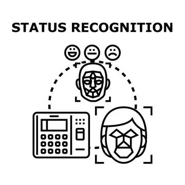 Status recognition process detecting emotional expressions with biometrics Stock Illustration