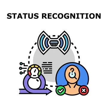 Status recognition process identifying user data for verification Stock Illustration