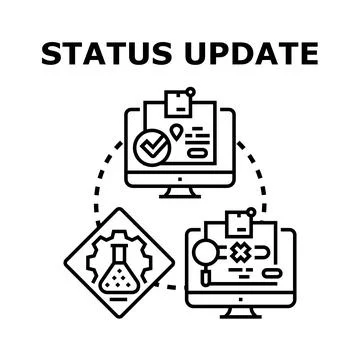 Status update process with computers and development Stockillustratie
