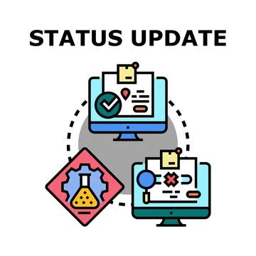 Status update process with computers and development Stock Illustration