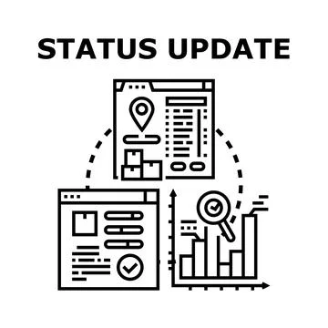 Status update tracking project data and logistics Stock Illustration