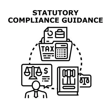 Statutory compliance guidance concept implementing regulatory legal rules Illustration