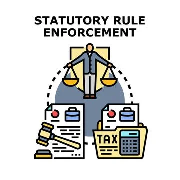 Statutory rule enforcement law and financial regulation concept Stock Illustration