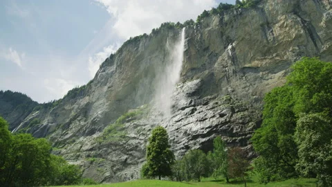Staubbach Fall in the Bernese Highlands Stock Footage 219754415