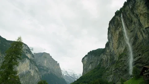 Staubbach Falls and Valley Stock Footage 117188396