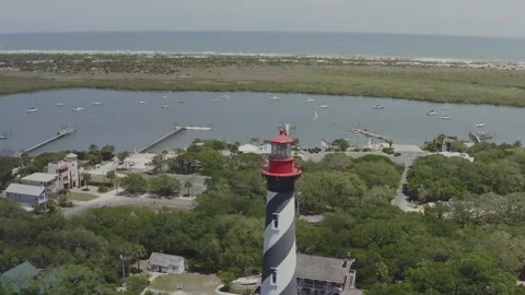 St.Augustine Florida lighthouse tracking left, 4K, 60fps. Stock Footage 275608800