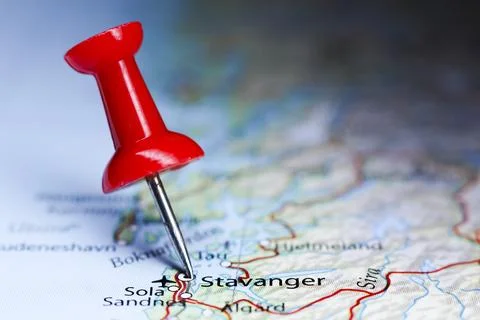 Stavanger, Norway pin on map Stock Photos