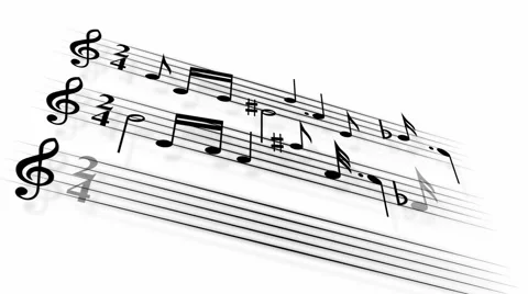 Staves with notes and treble clef loop Stock Footage 41141609