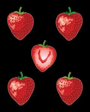 Stawberries on black Illustrazione stock