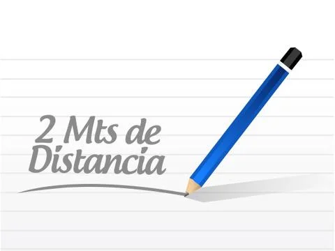 Stay 2mts apart notepad message sign in spanish Stock Illustration