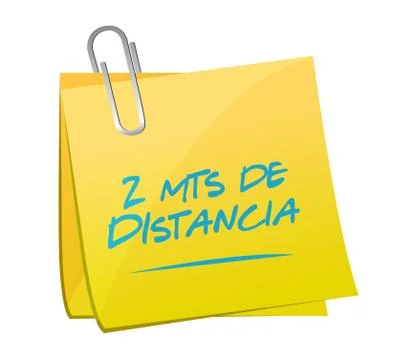 Stay 2mts apart post it sign in spanish Stock Illustration